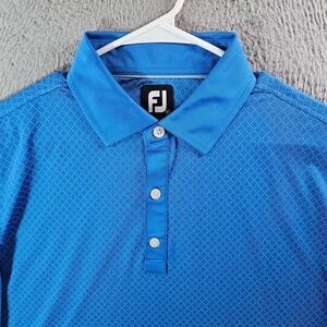 Footjoy FJ Polo Shirt Men Medium Short Sleeve Geometric White Blue